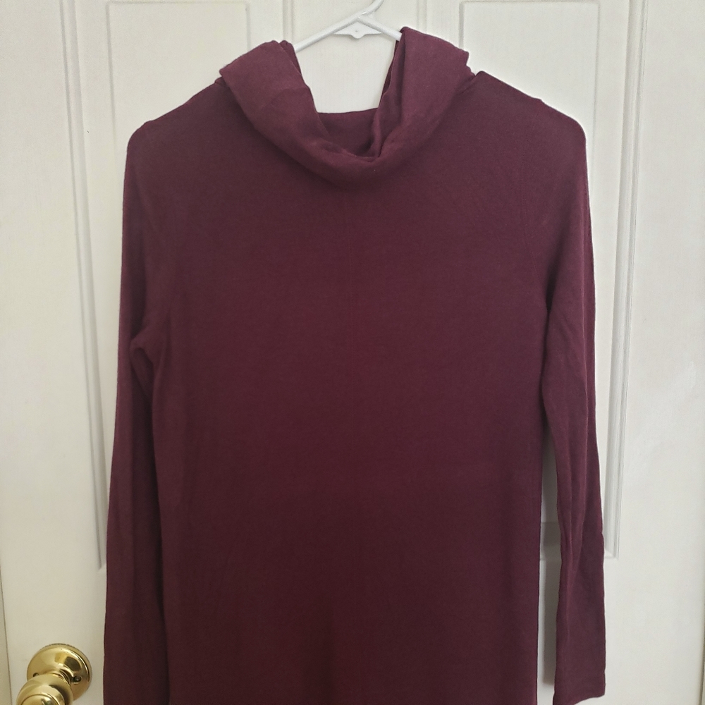 Lou & Grey Cowl Neck Sweater‎ Mini Dress Maroon Burgundy Size Extra Small - Picture 7 of 9